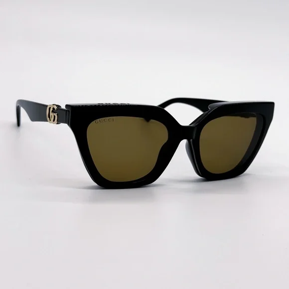 NEW GUCCI GG1542S 001 CAT EYE BLACK BROWN/CLEAR WOMEN SUNGLASSES GUCCI - Picture 10 of 16